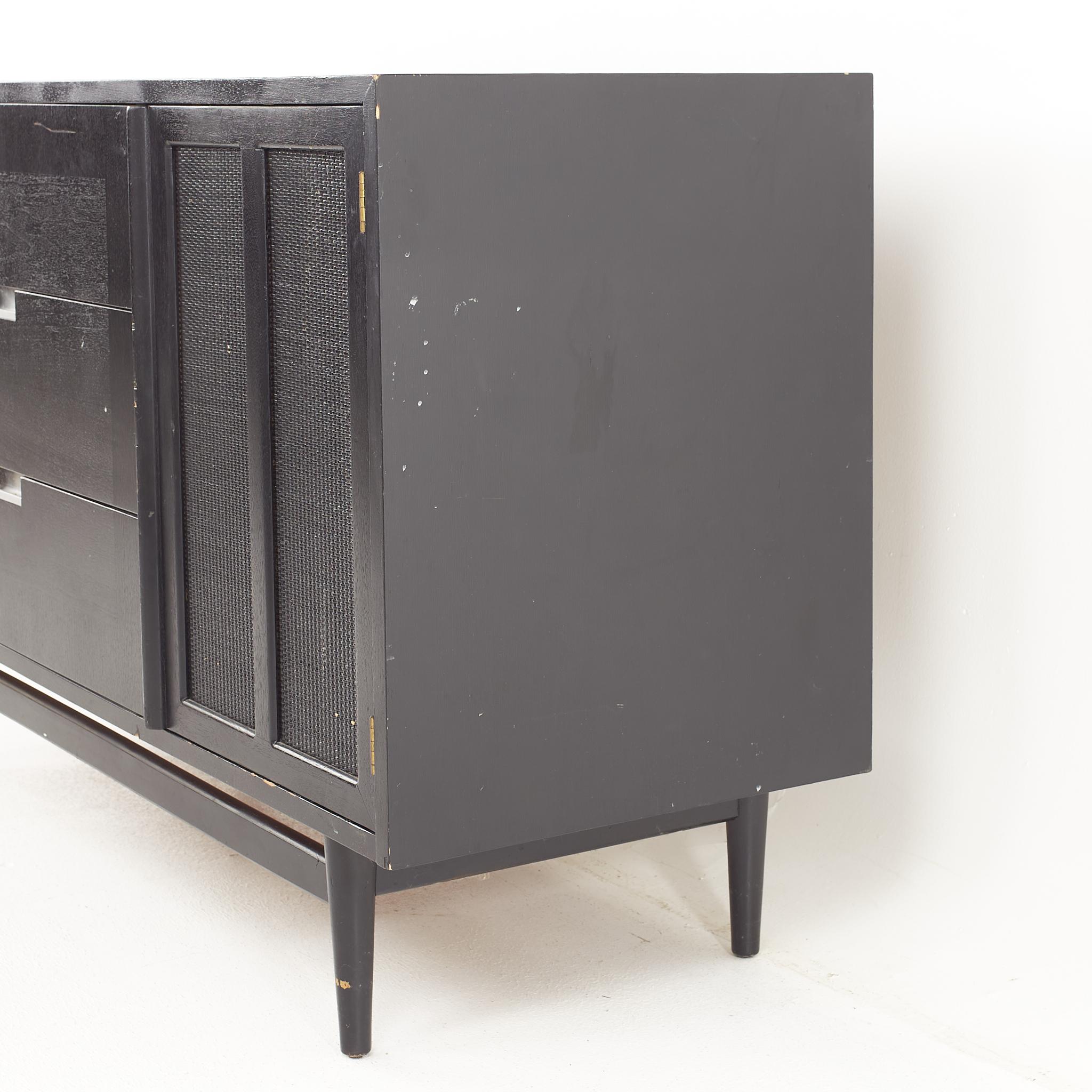 Late 20th Century Merton Gershun for American of Martinsville Mid Century Ebonized Credenza For Sale