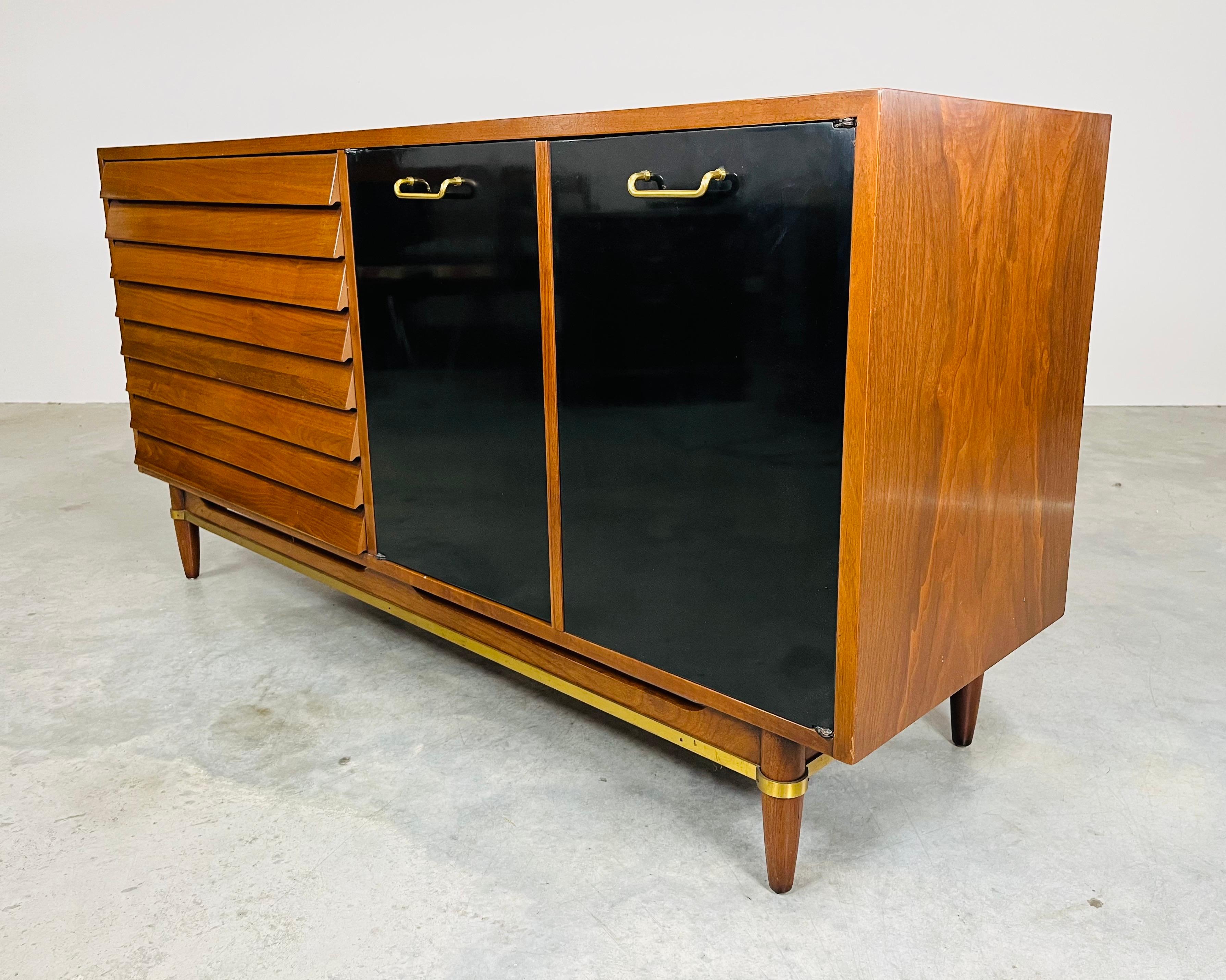 Brass Merton Gershun for American of Martinsville Mid-Century Lowboy Credenza For Sale