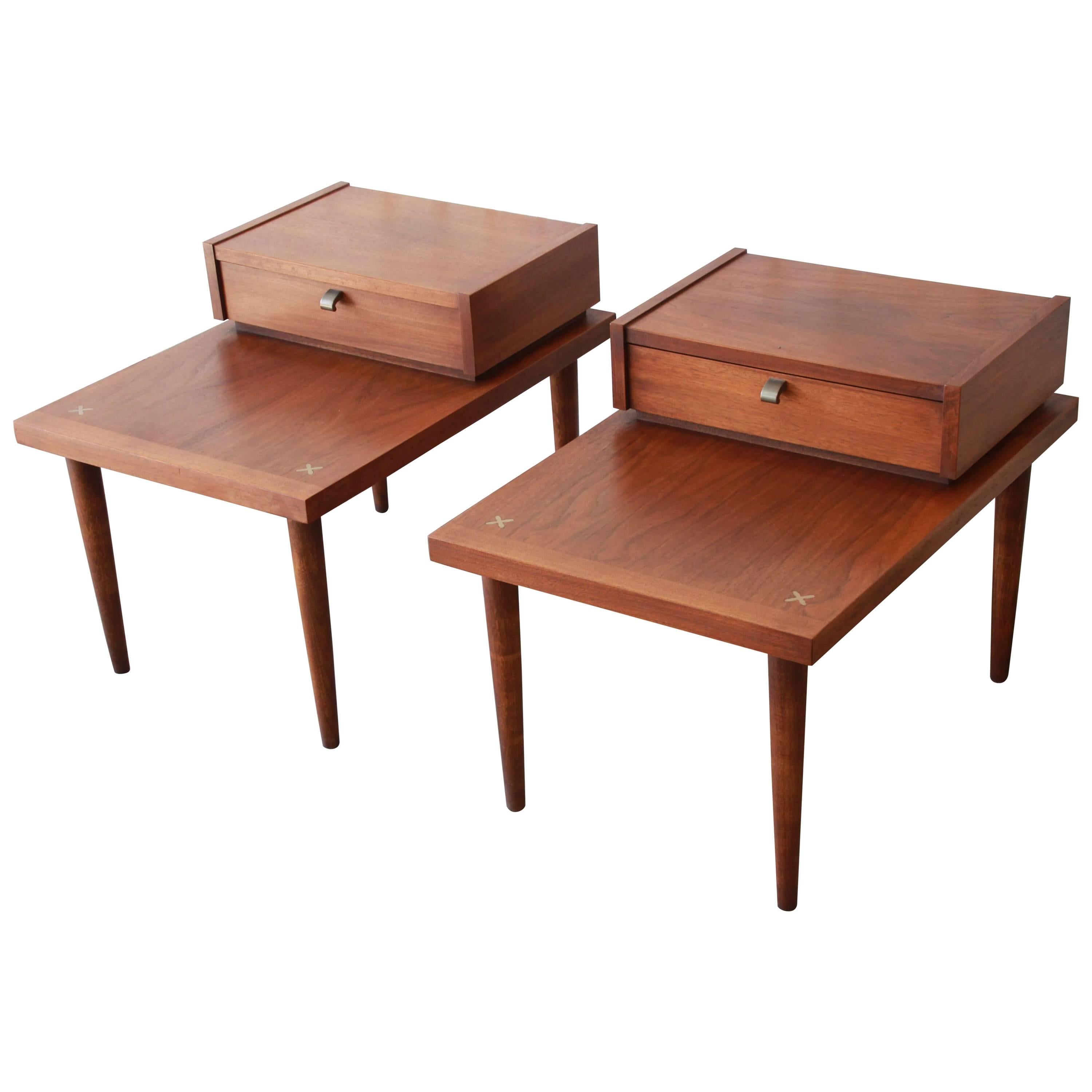 Merton Gershun for American of Martinsville Mid-Century Modern Walnut End Tables