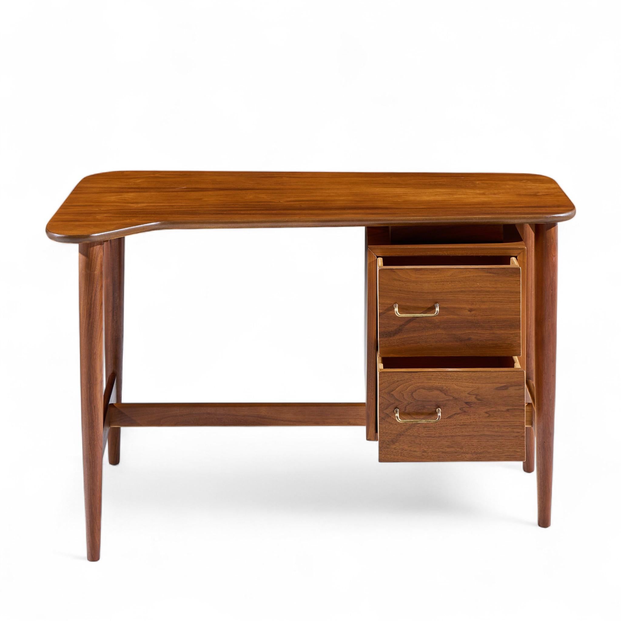 Fine XX secolo Merton Gershun for American of Martinsville Mid Century Walnut Curved Top Desk in vendita