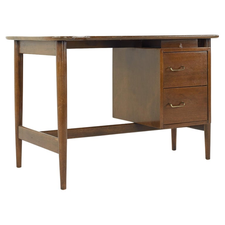 Merton Gershun for American of Martinsville Mid Century Walnut Curved Top Desk For Sale