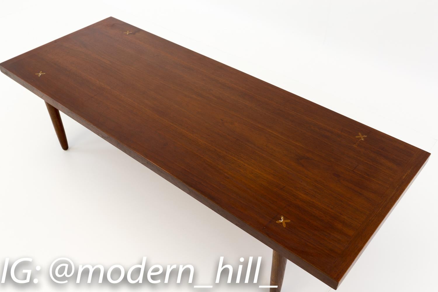 Late 20th Century Merton Gershun for American of Martinsville Mid Century X Inlaid Coffee Table or For Sale
