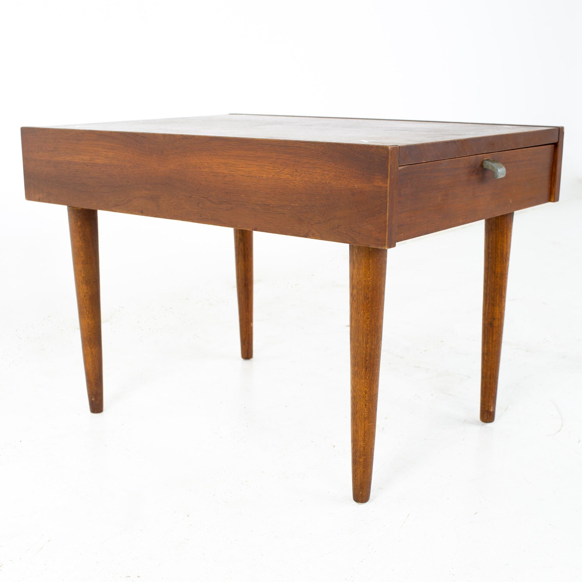 Mid-Century Modern Merton Gershun for American of Martinsville Mid Century X Inlaid Walnut Side End For Sale