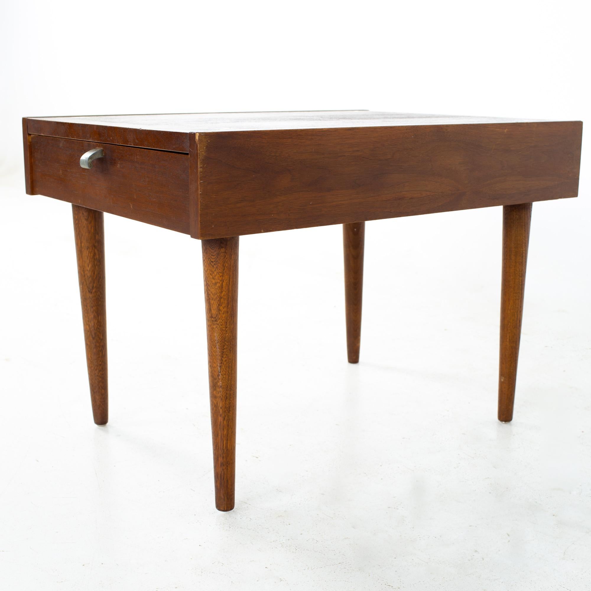 Inlay Merton Gershun for American of Martinsville Mid Century X Inlaid Walnut Side End For Sale