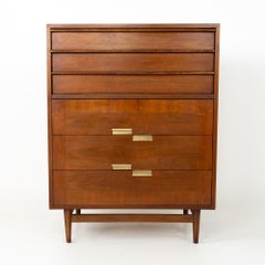 Merton Gershun for American of Martinsville Mid Century Walnut Highboy Dresser