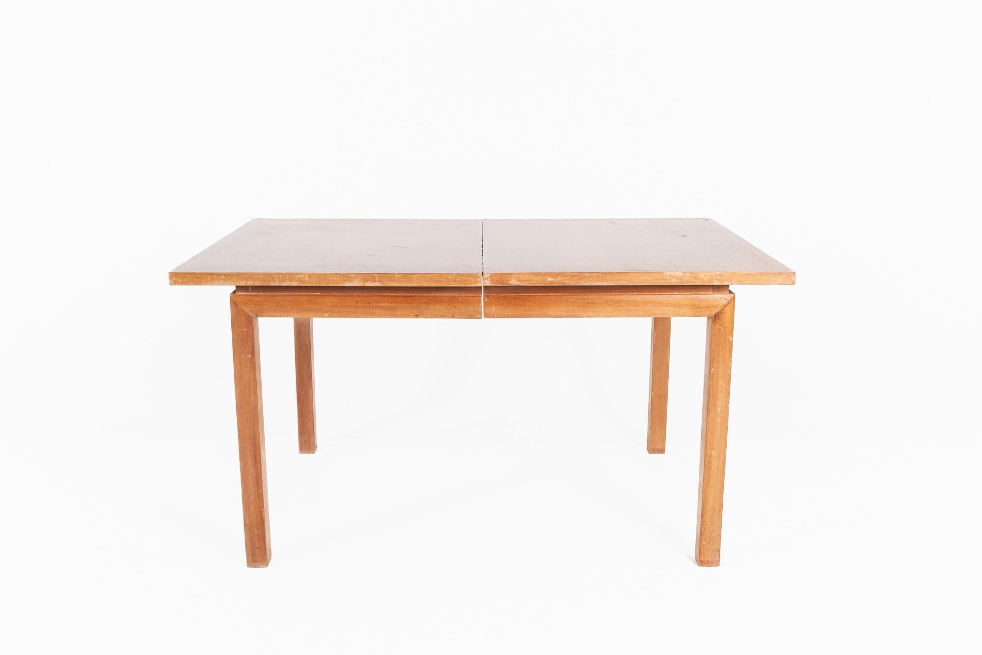 Merton Gershun for American of Martinsville style mid century blonde dining table

The table measures: 56 wide x 34 deep x 29.5 high, with a chair clearance of 25 inches

All pieces of furniture can be had in what we call restored vintage