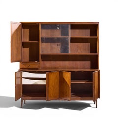 Merton Gershun for American of Martinsville Walnut and Cane Credenza and Hutch