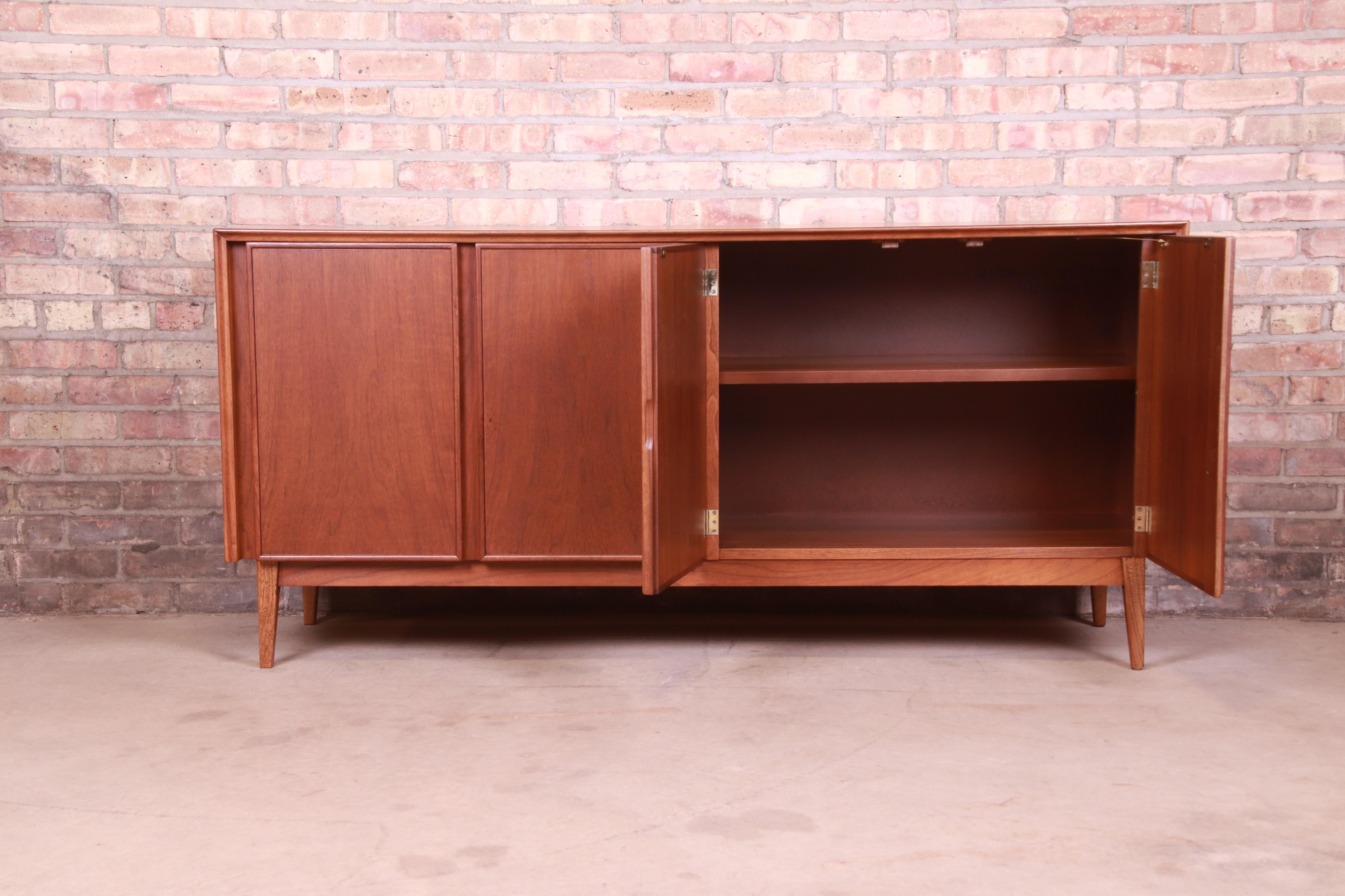 Merton Gershun for American of Martinsville Walnut Credenza, Newly Refinished 5