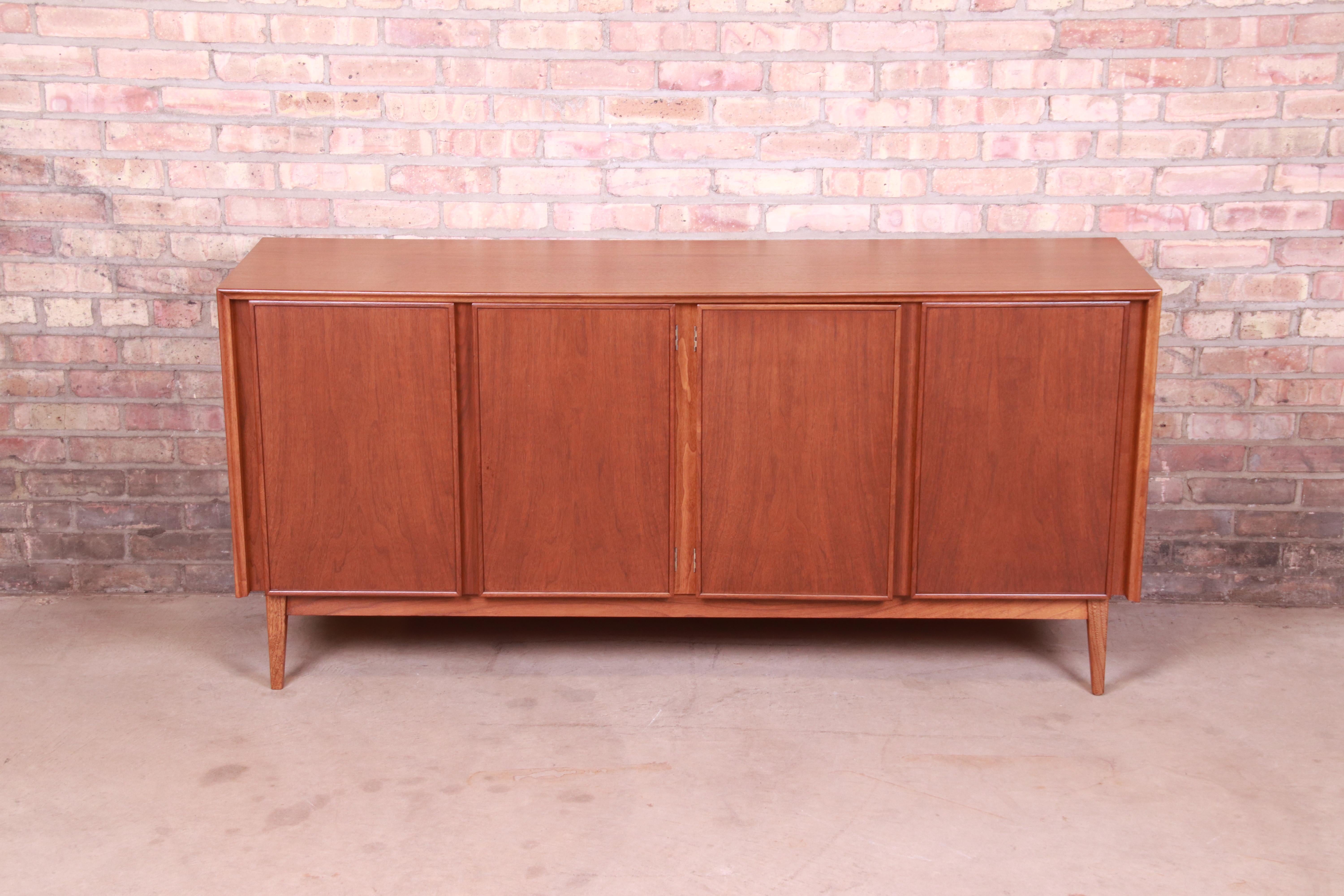 Mid-Century Modern Merton Gershun for American of Martinsville Walnut Credenza, Newly Refinished