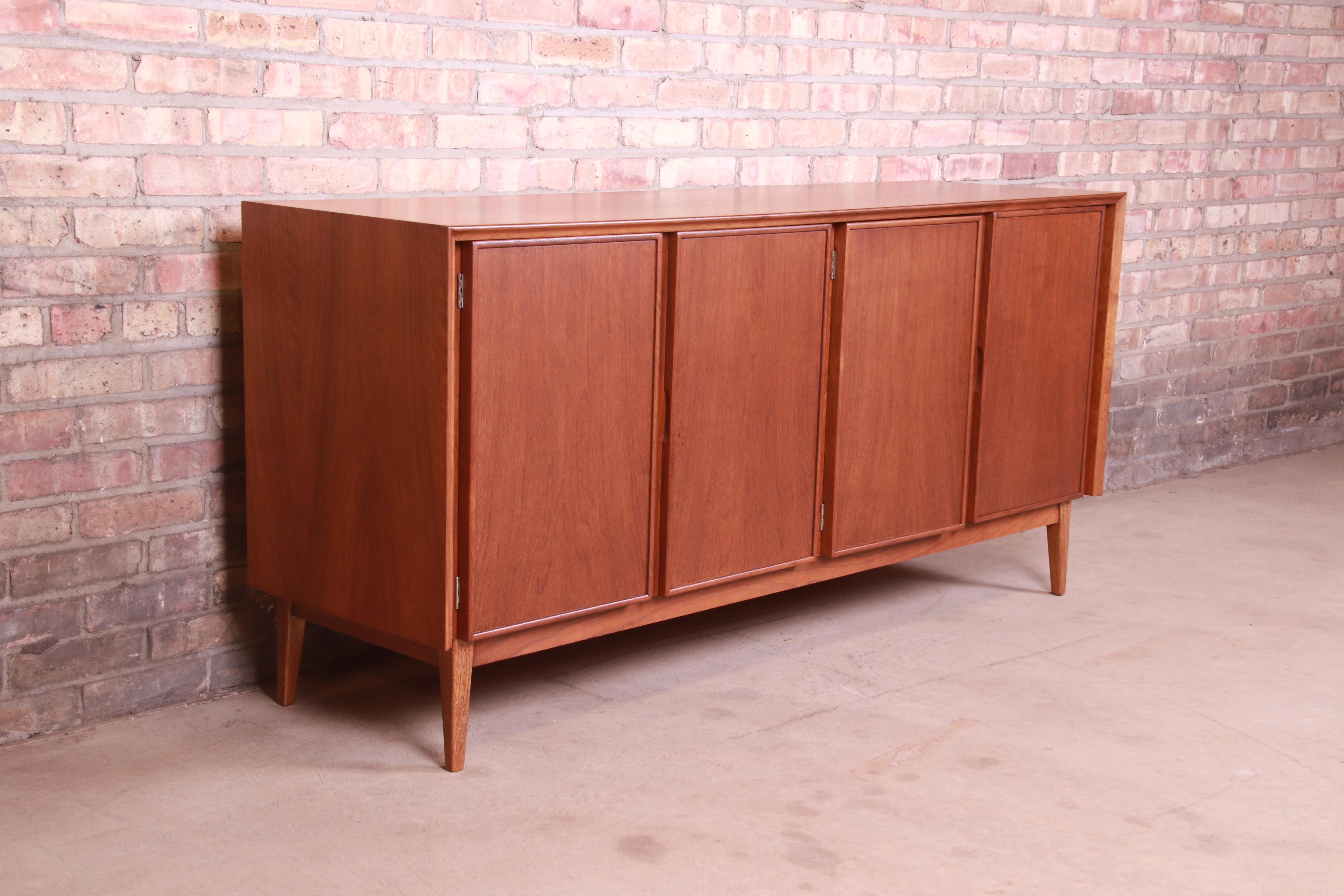Merton Gershun for American of Martinsville Walnut Credenza, Newly Refinished 1