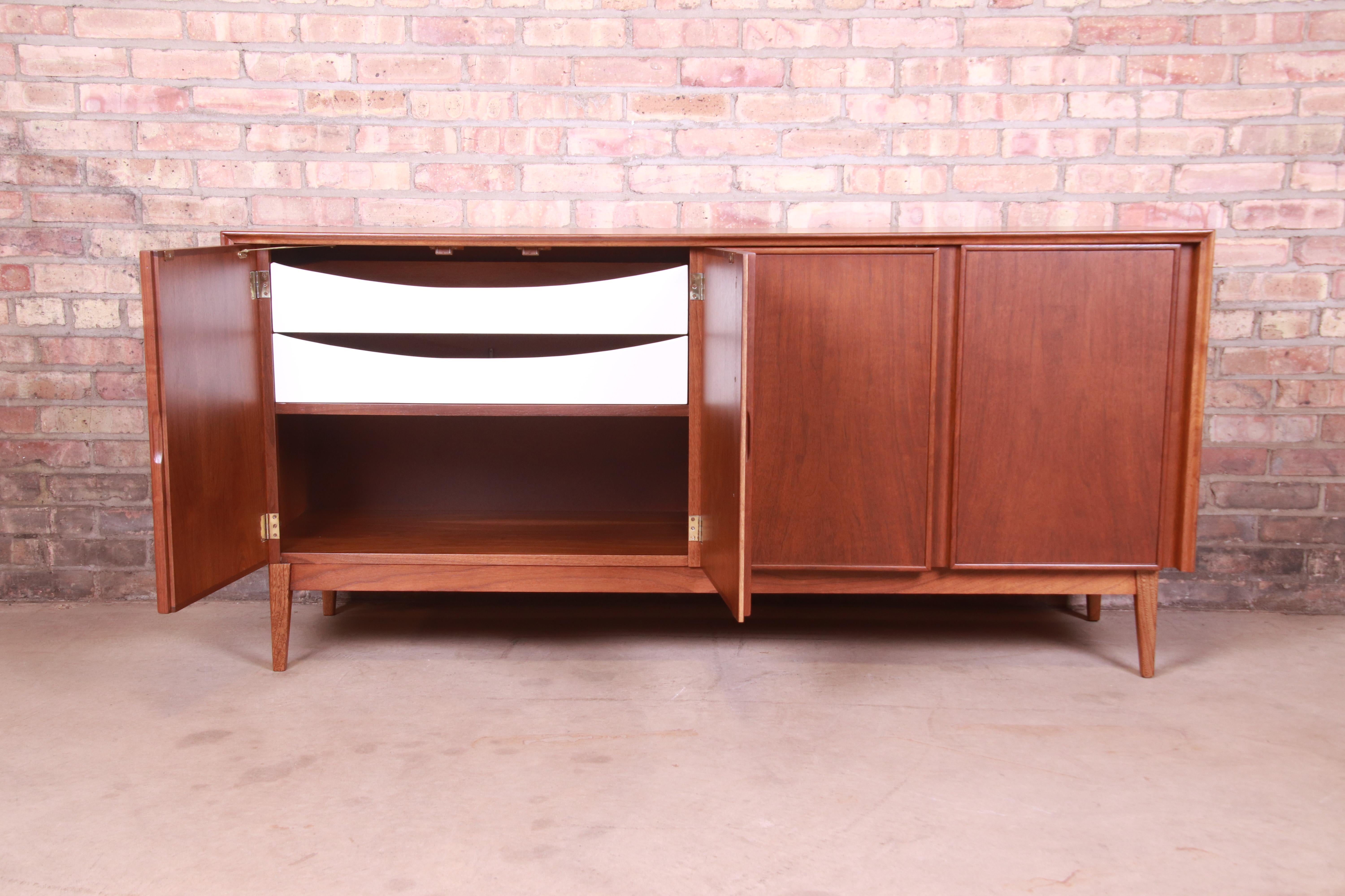 Merton Gershun for American of Martinsville Walnut Credenza, Newly Refinished 3