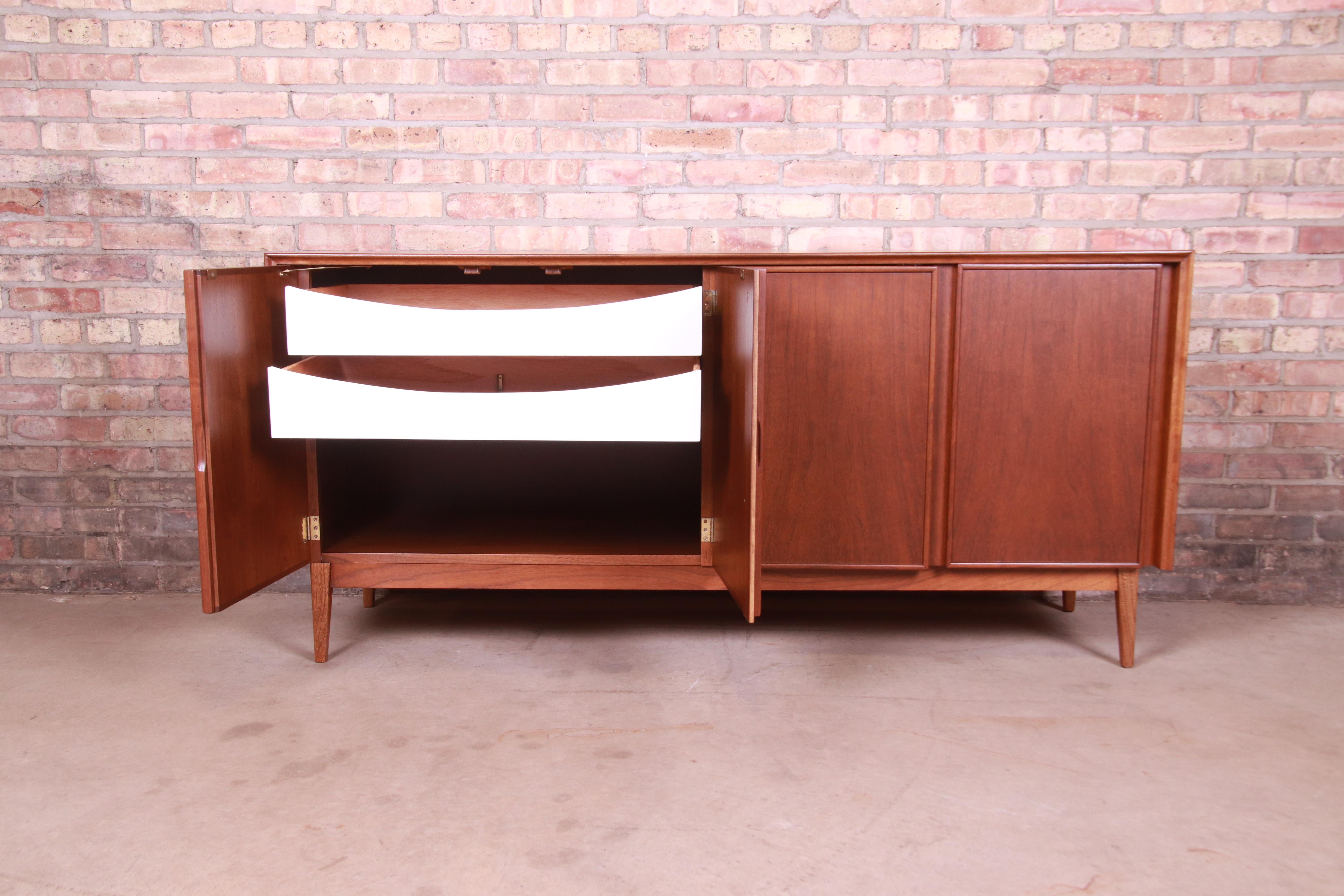 Merton Gershun for American of Martinsville Walnut Credenza, Newly Refinished 4