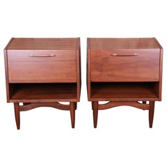 Merton Gershun for American of Martinsville Walnut Nightstands, Newly Restored