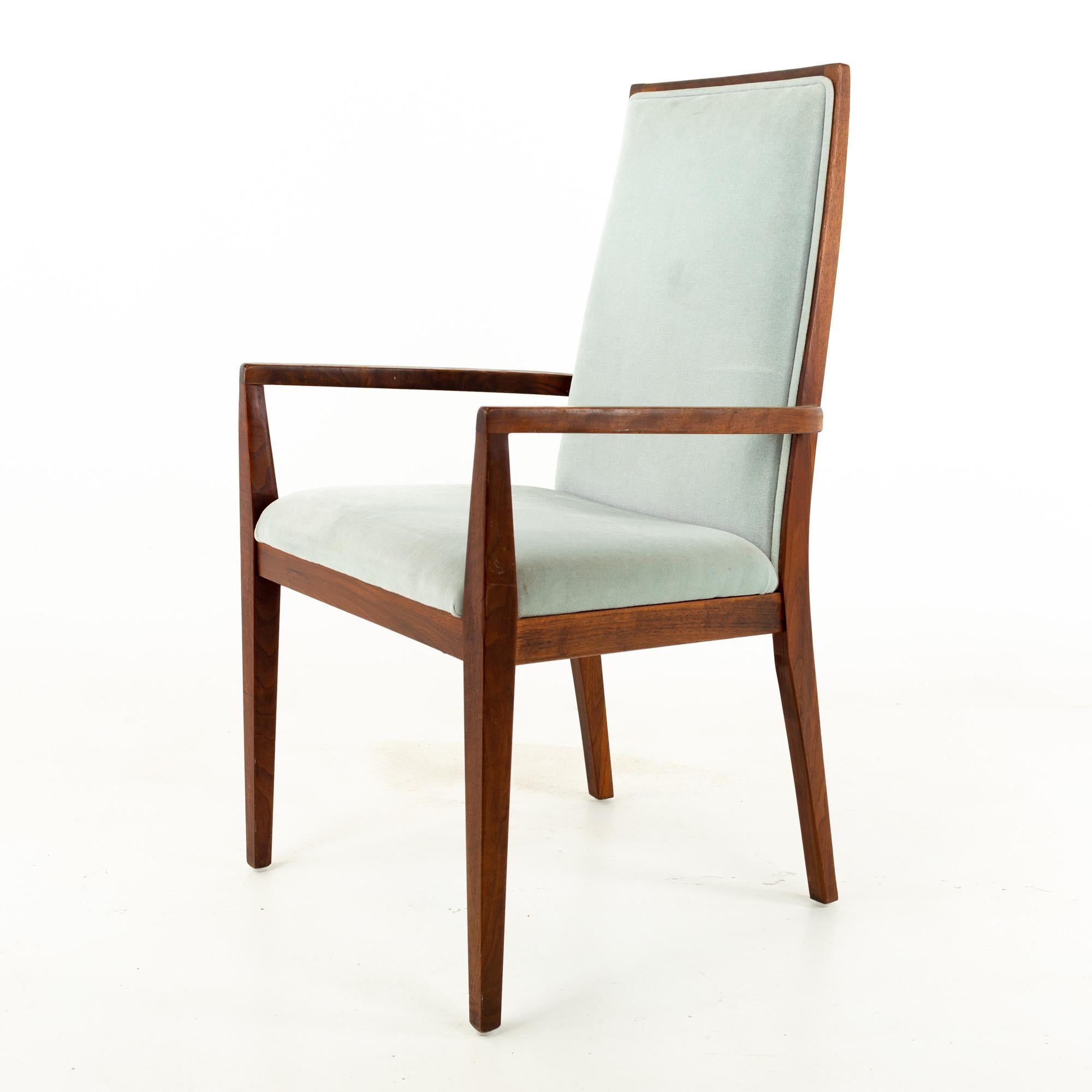 Upholstery Merton Gershun for Dillingham Esprit Midcentury Walnut Dining Chairs, Set of 6