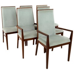 Merton Gershun for Dillingham Esprit Midcentury Walnut Dining Chairs, Set of 6