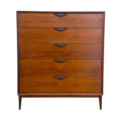 Merton Gershun for Dillingham Esprit Walnut 5-Drawer Highboy Dresser.