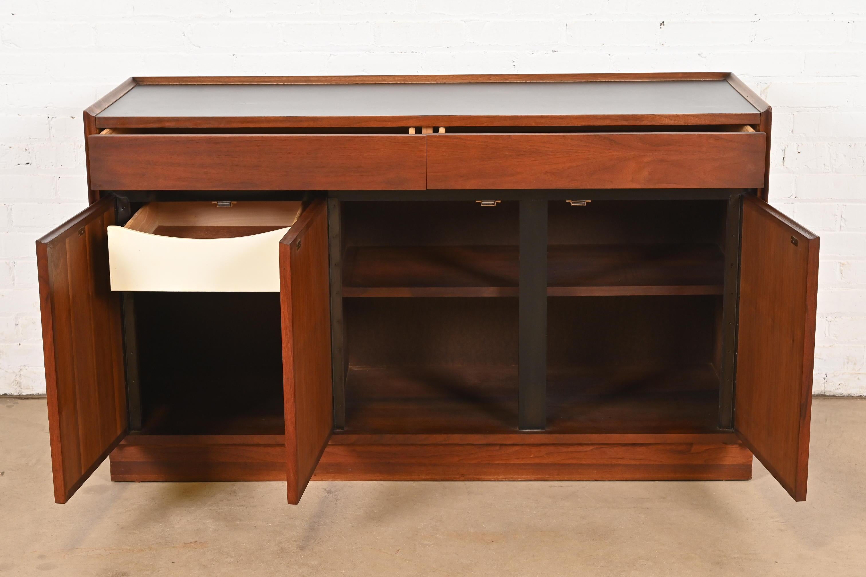 Laminate Merton Gershun for Dillingham Mid-Century Modern Walnut Sideboard or Bar Cabinet For Sale