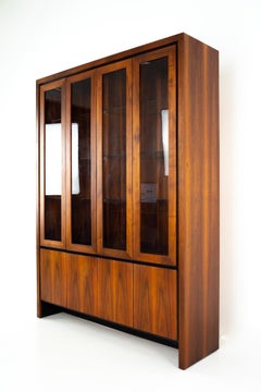 Merton Gershun for Dillingham Mid Century Walnut Buffet China Cabinet