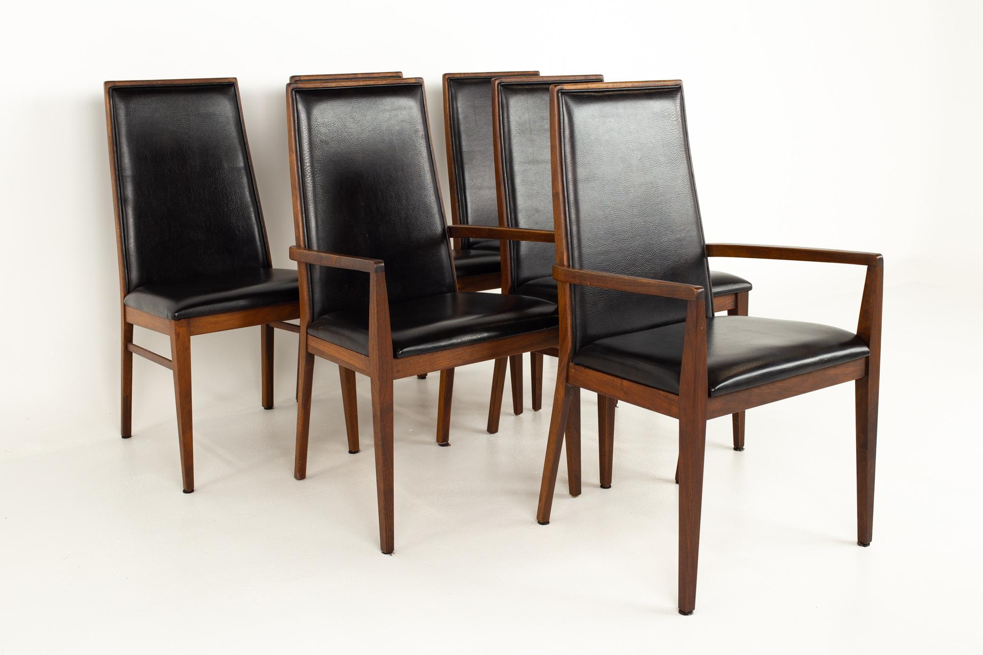 Mid-Century Modern Merton Gershun for Dillingham Mid Century Walnut Dining Chairs, Set of 8