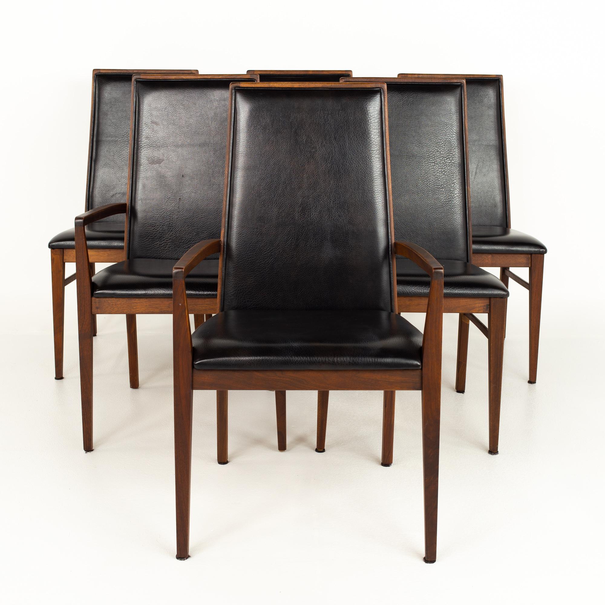 American Merton Gershun for Dillingham Mid Century Walnut Dining Chairs, Set of 8