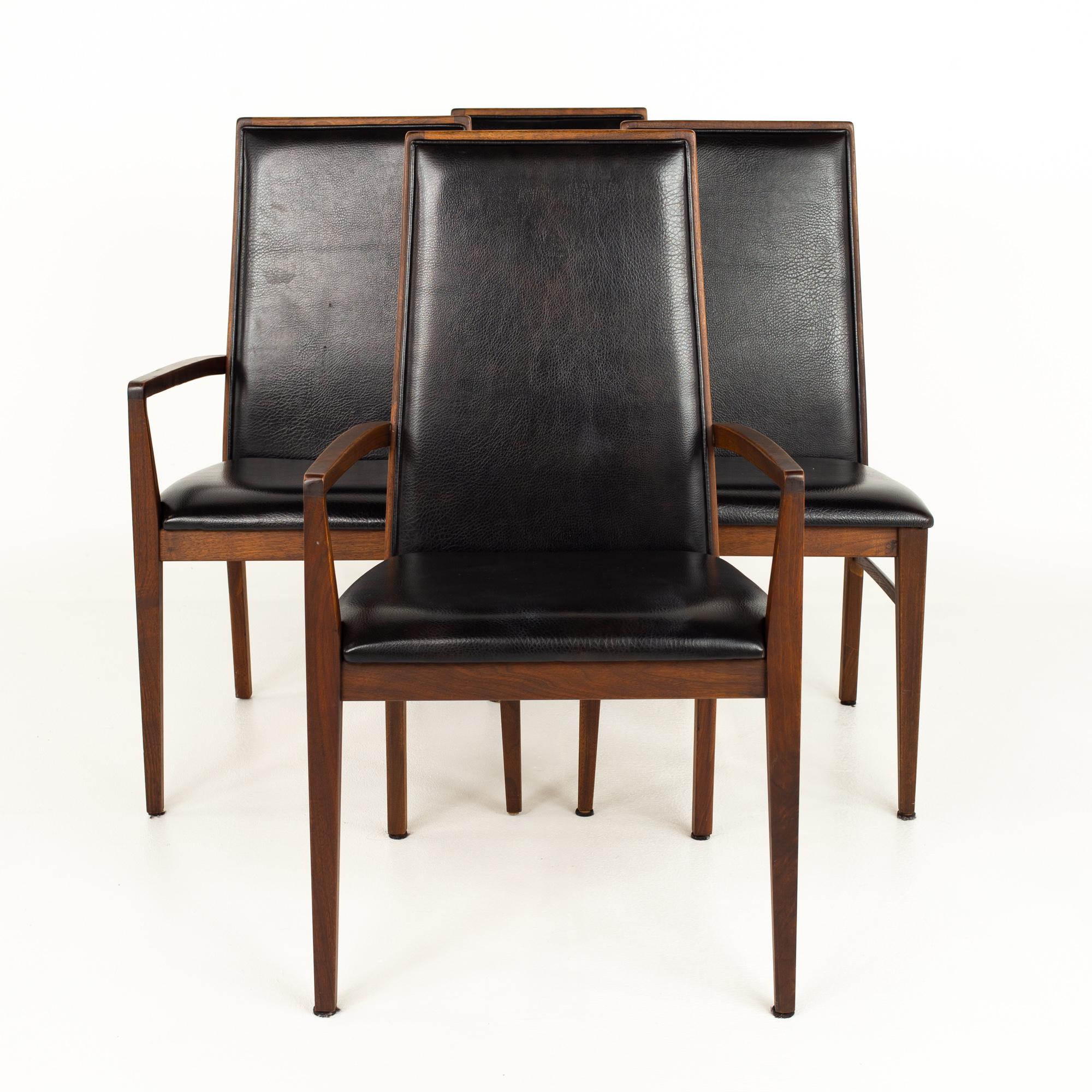Upholstery Merton Gershun for Dillingham Mid Century Walnut Dining Chairs, Set of 8