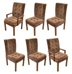 Merton Gershun For Dillingham Set Of 6 Brown Upholstered Dining Chairs