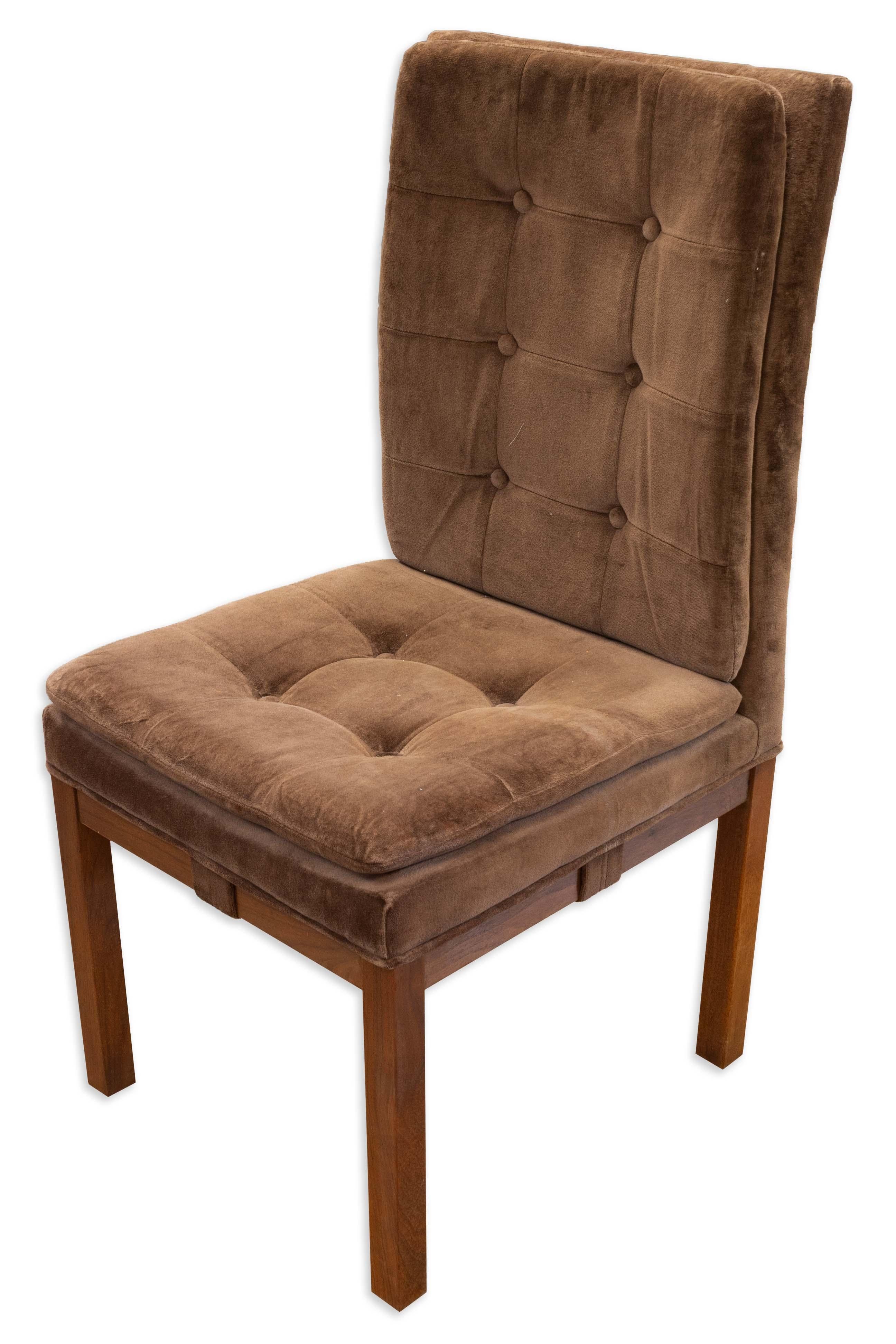XX secolo Merton Gershun per Dillingham Set di 6 sedie da pranzo imbottite marroni in vendita