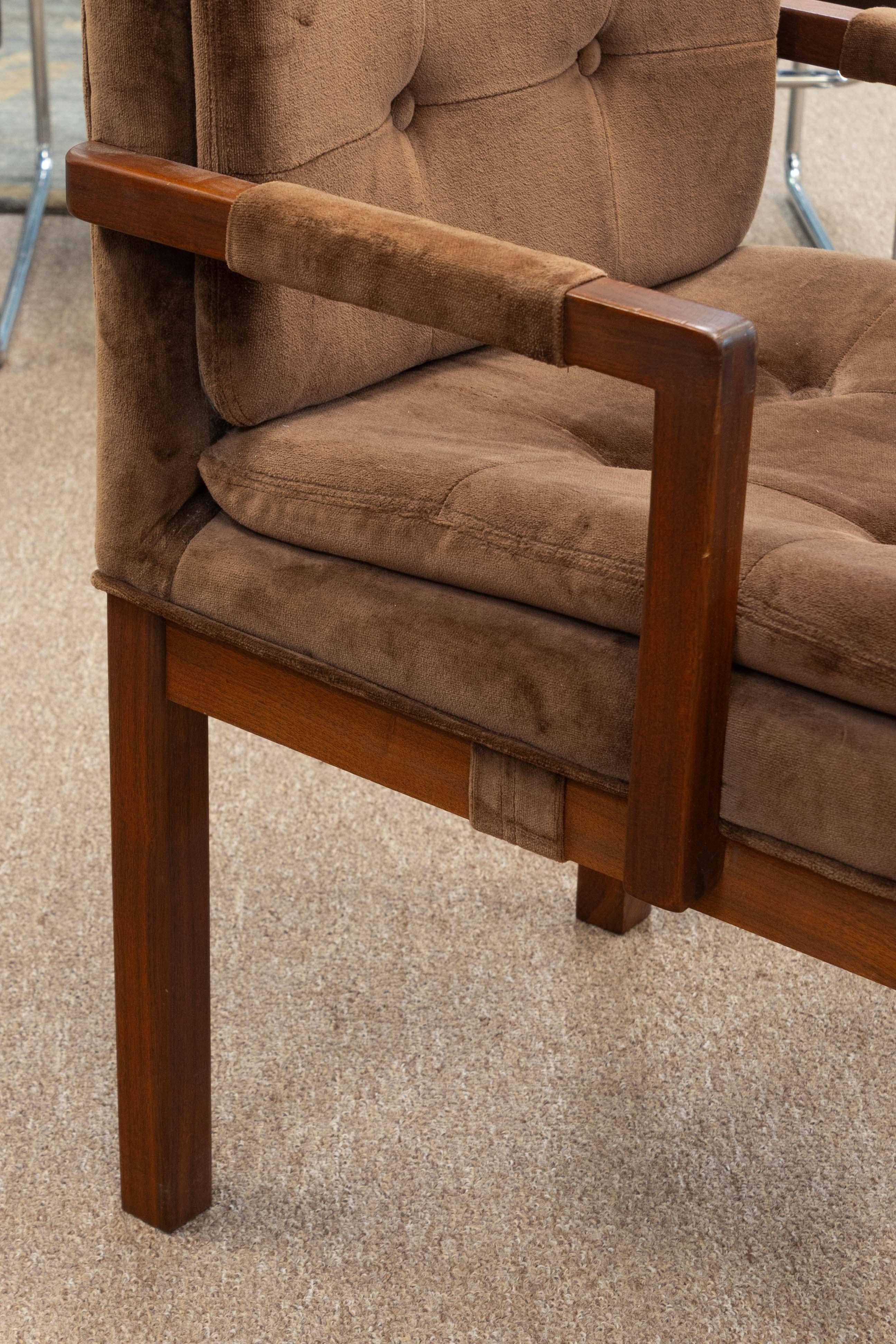 Merton Gershun For Dillingham Set Of 6 Brown Upholstered Dining Chairs For Sale 1