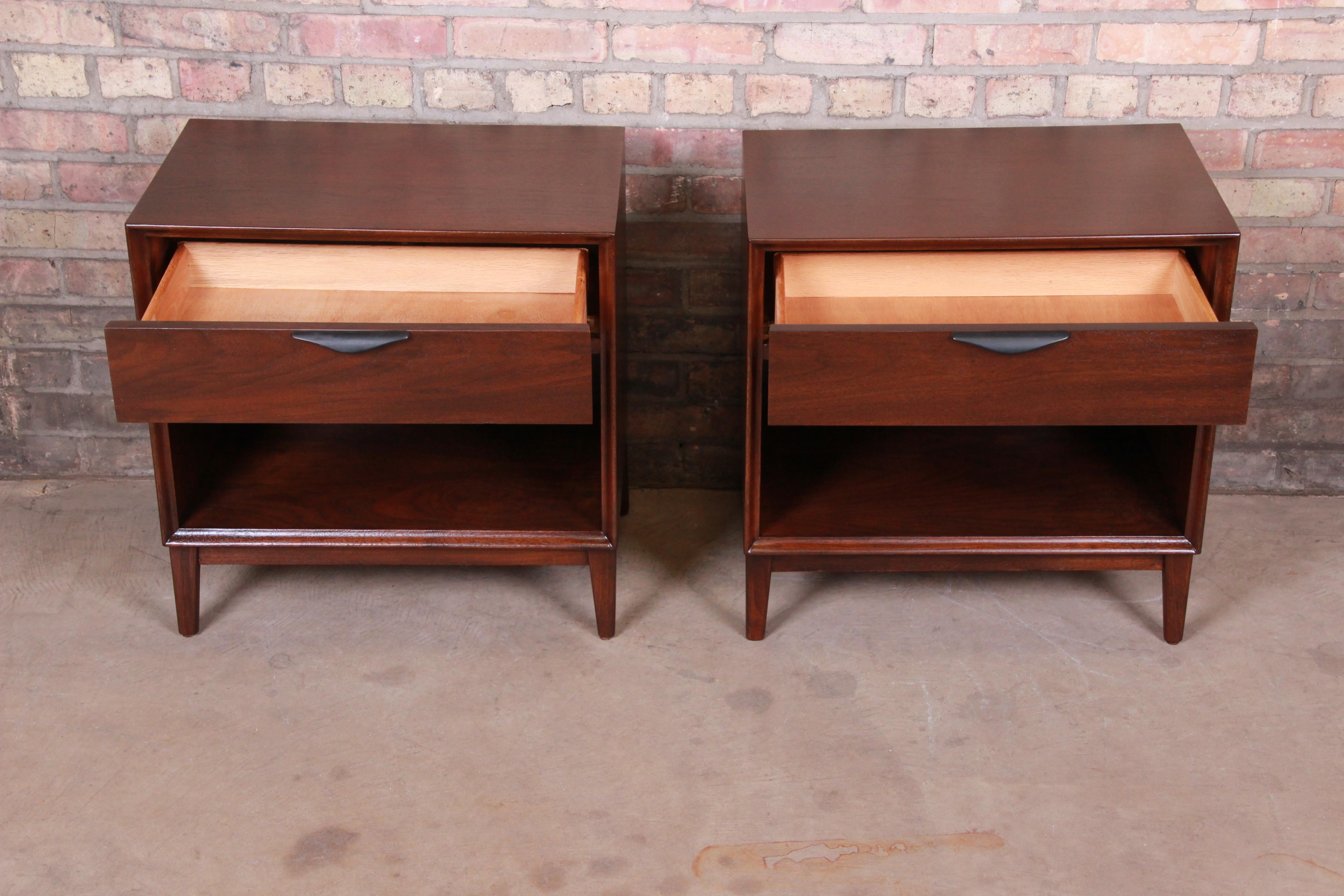 Mid-20th Century Merton Gershun for Dillingham Walnut Nightstands, Newly Restored