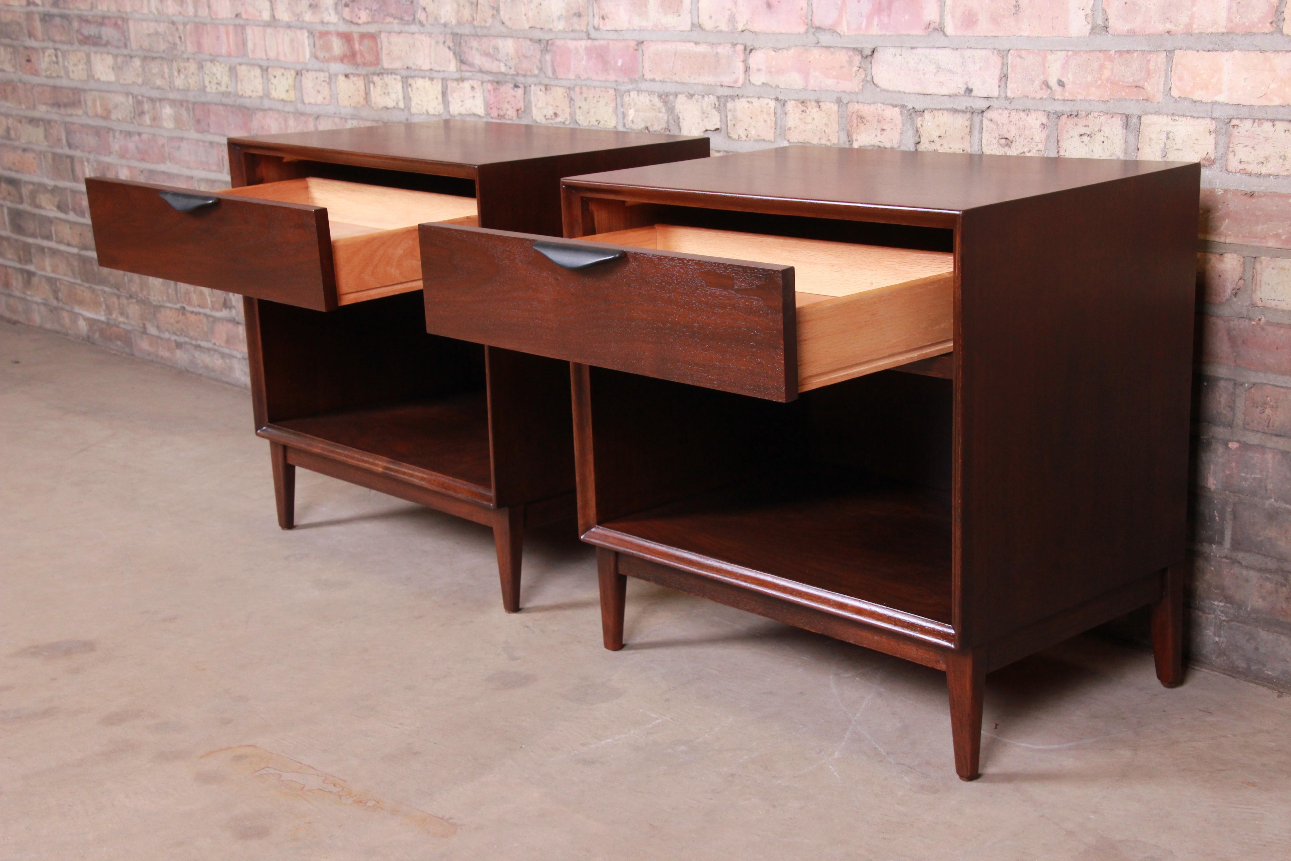 Merton Gershun for Dillingham Walnut Nightstands, Newly Restored 2