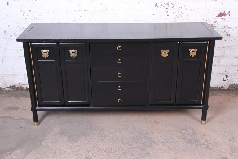 Merton Gershun Hollywood Regency Chinoiserie Ebonized Sideboard