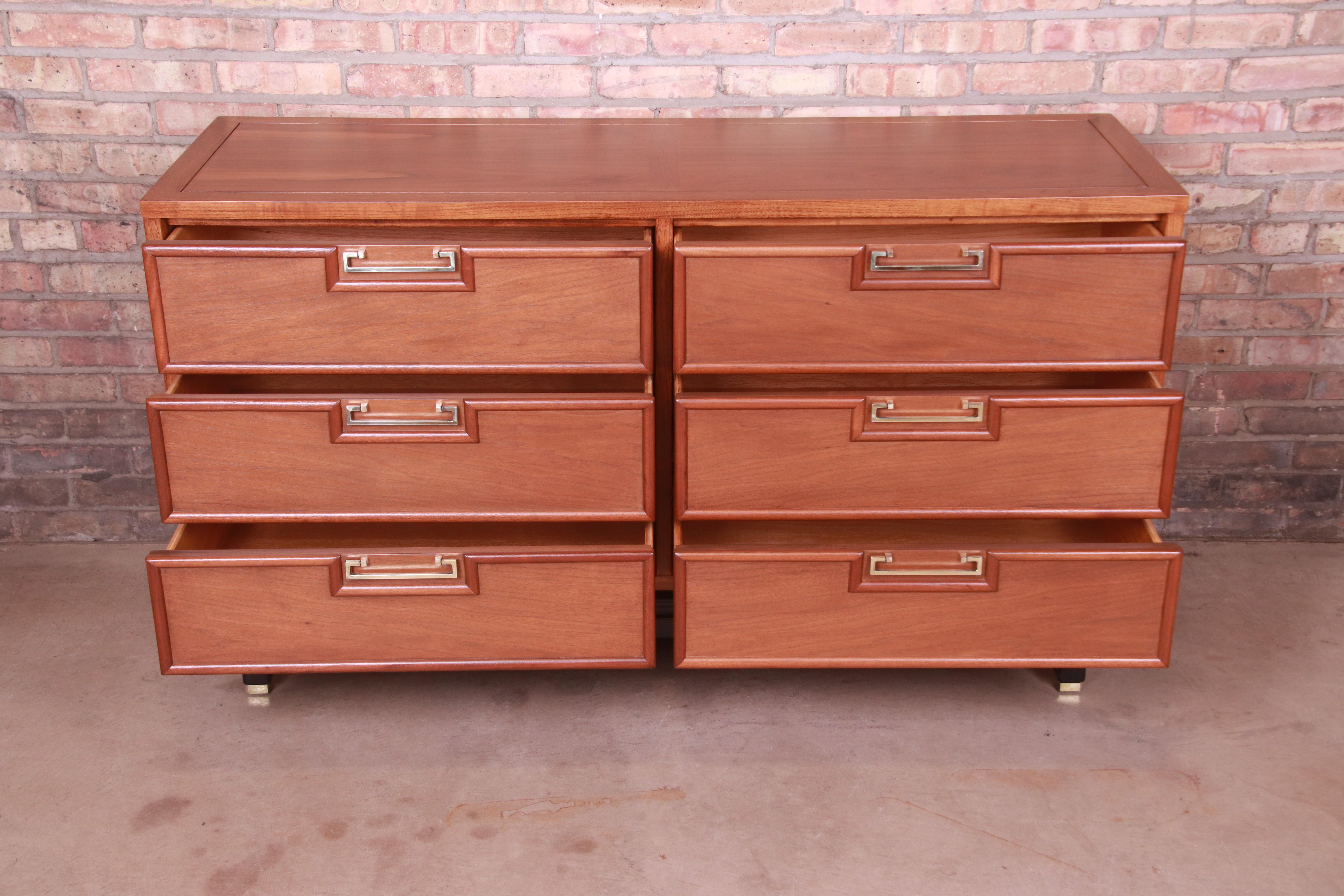 Merton Gershun Hollywood Regency Chinoiserie Walnut Dresser, Newly Refinished 4