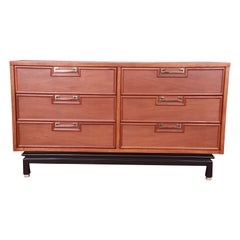 Merton Gershun Hollywood Regency Chinoiserie Walnut Dresser, Newly Refinished