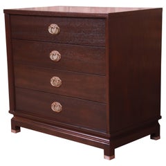 Merton Gershun Hollywood Regency Walnut Chest of Drawers, Newly Refinished