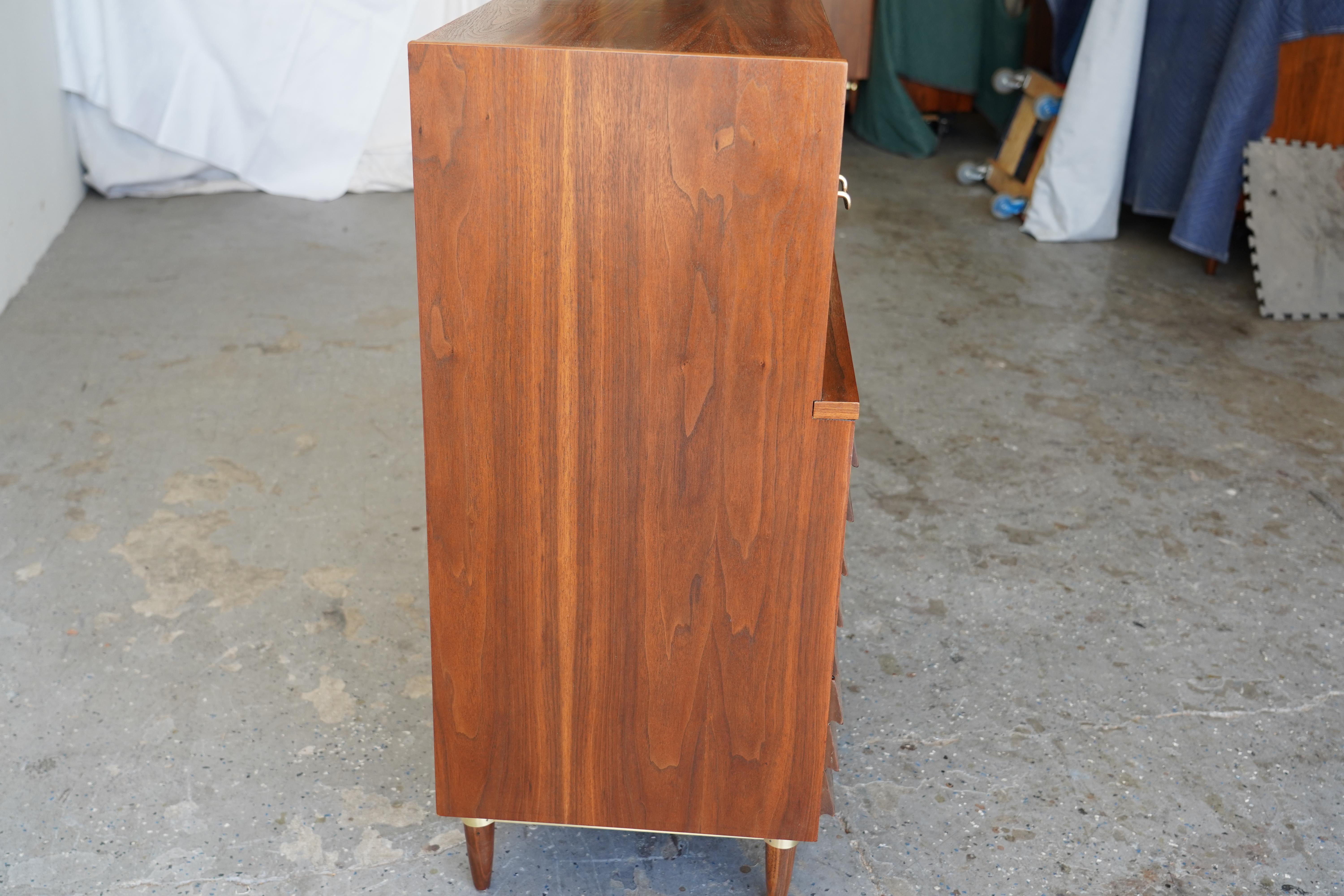Mid-20th Century Merton Gershun Mid Century American of Martinsville Dainia Walnut Tall dresser For Sale