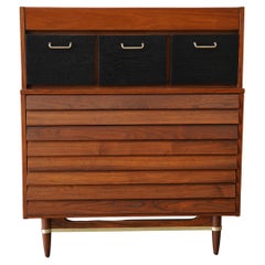 Merton Gershun Mid Century American of Martinsville Dainia Walnut Tall dresser