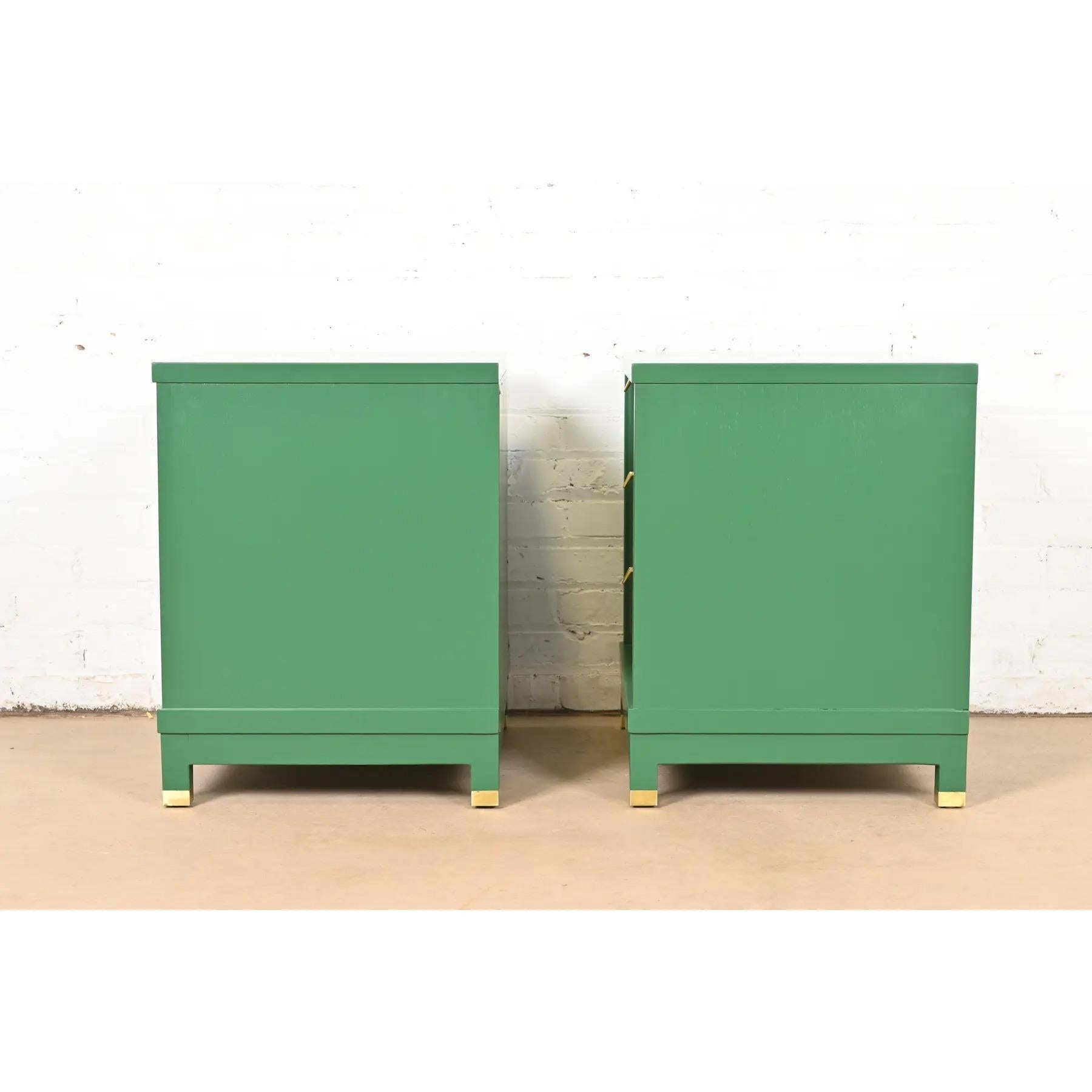 Merton Gershun Mid-Century Hollywood Regency Campaign Nightstands, Refinished For Sale 4