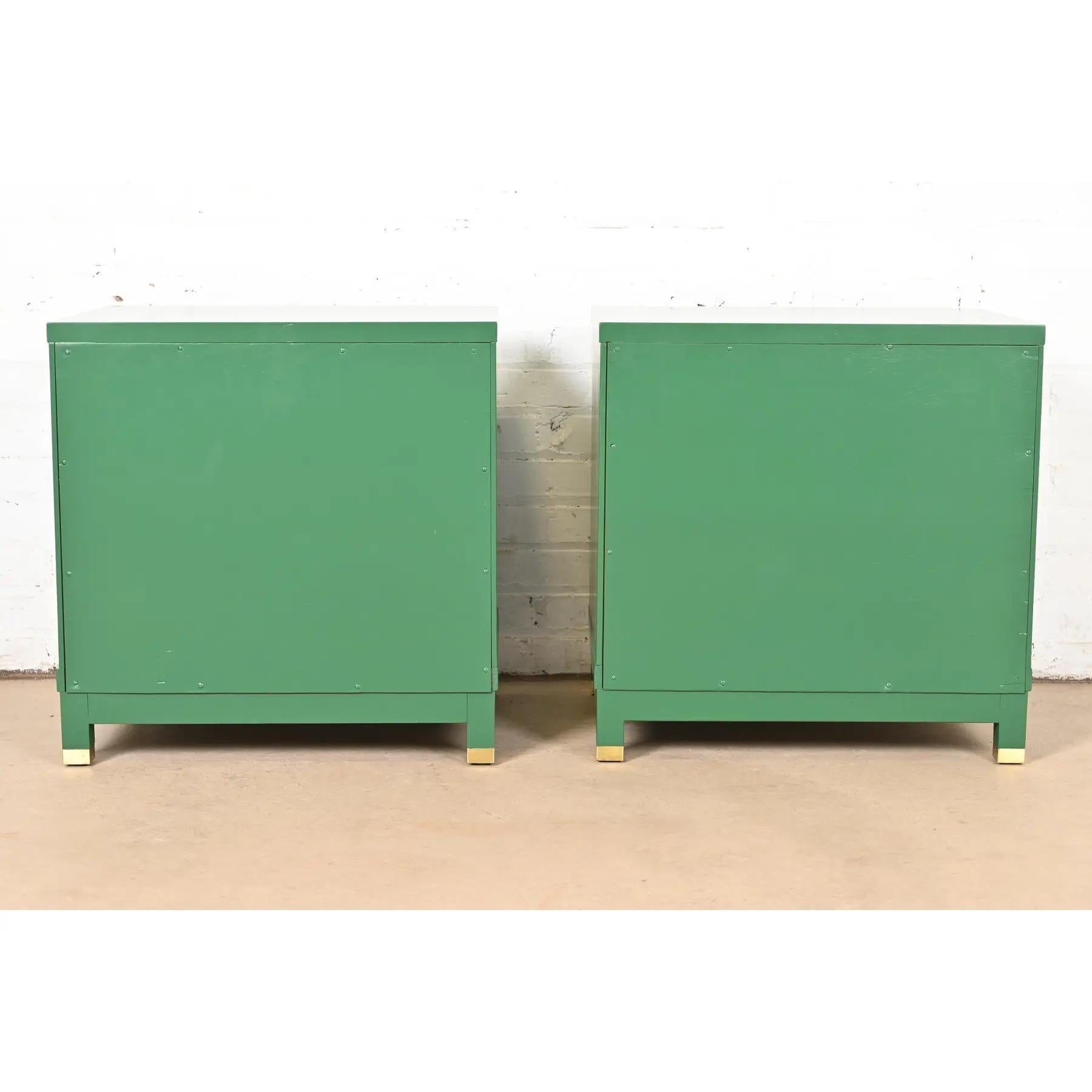Merton Gershun Mid-Century Hollywood Regency Campaign Nightstands, Refinished For Sale 5