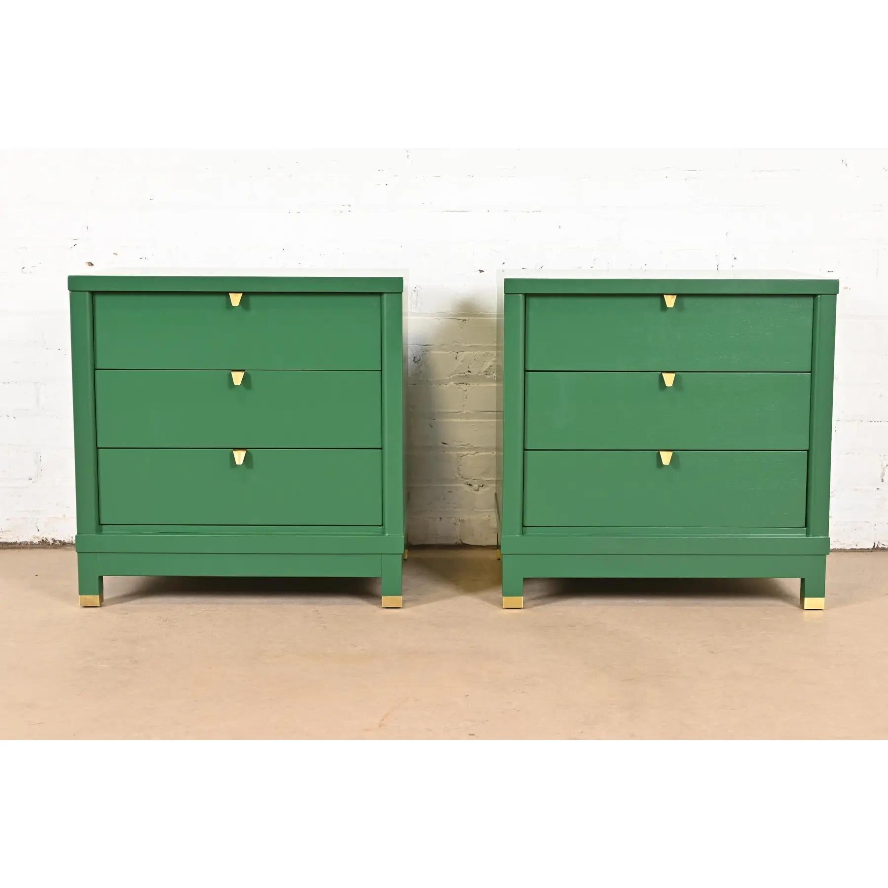Mid-Century Modern Merton Gershun Mid-Century Hollywood Regency Campaign Nightstands, Refinished For Sale