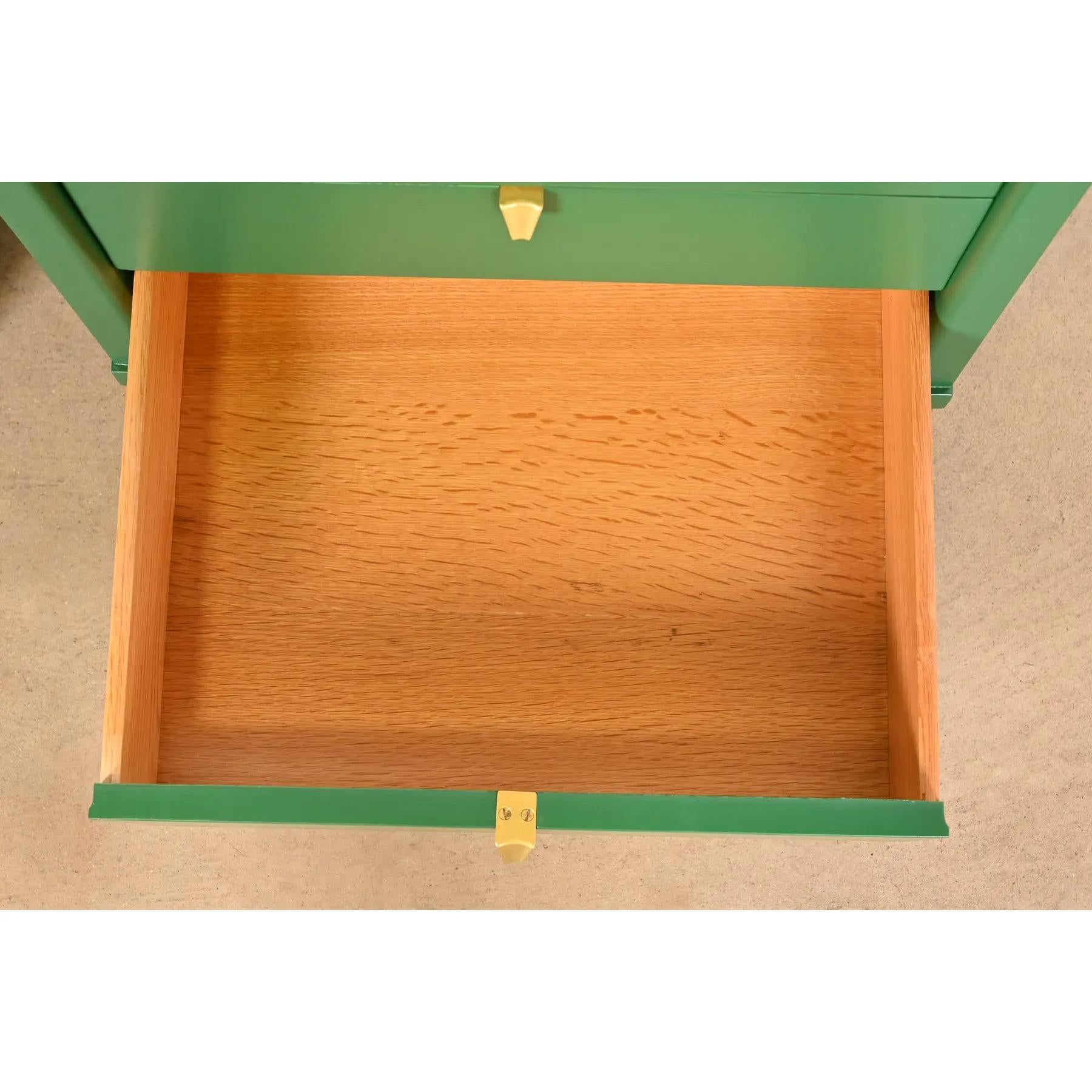 Brass Merton Gershun Mid-Century Hollywood Regency Campaign Nightstands, Refinished For Sale