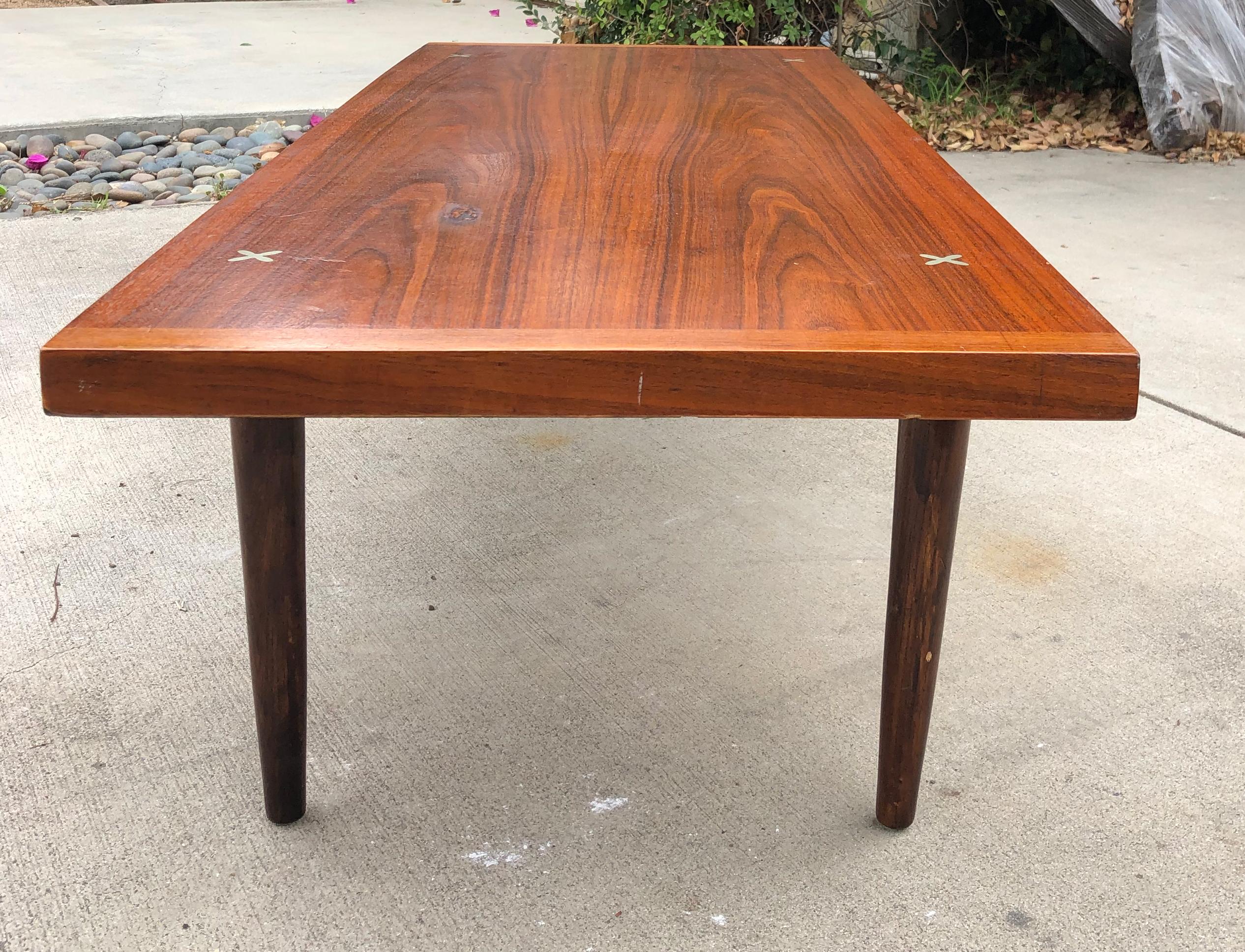 Inlay Merton Gershun Mid Century X Inlaid Coffee Table for American of Martinsville 