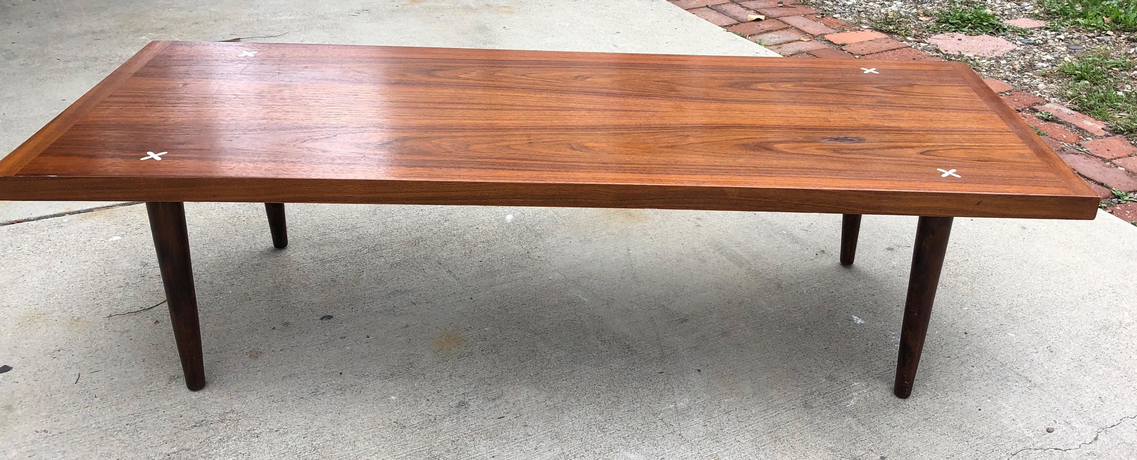 Merton Gershun Mid Century X Inlaid Coffee Table for American of Martinsville  In Good Condition In Culver City, CA