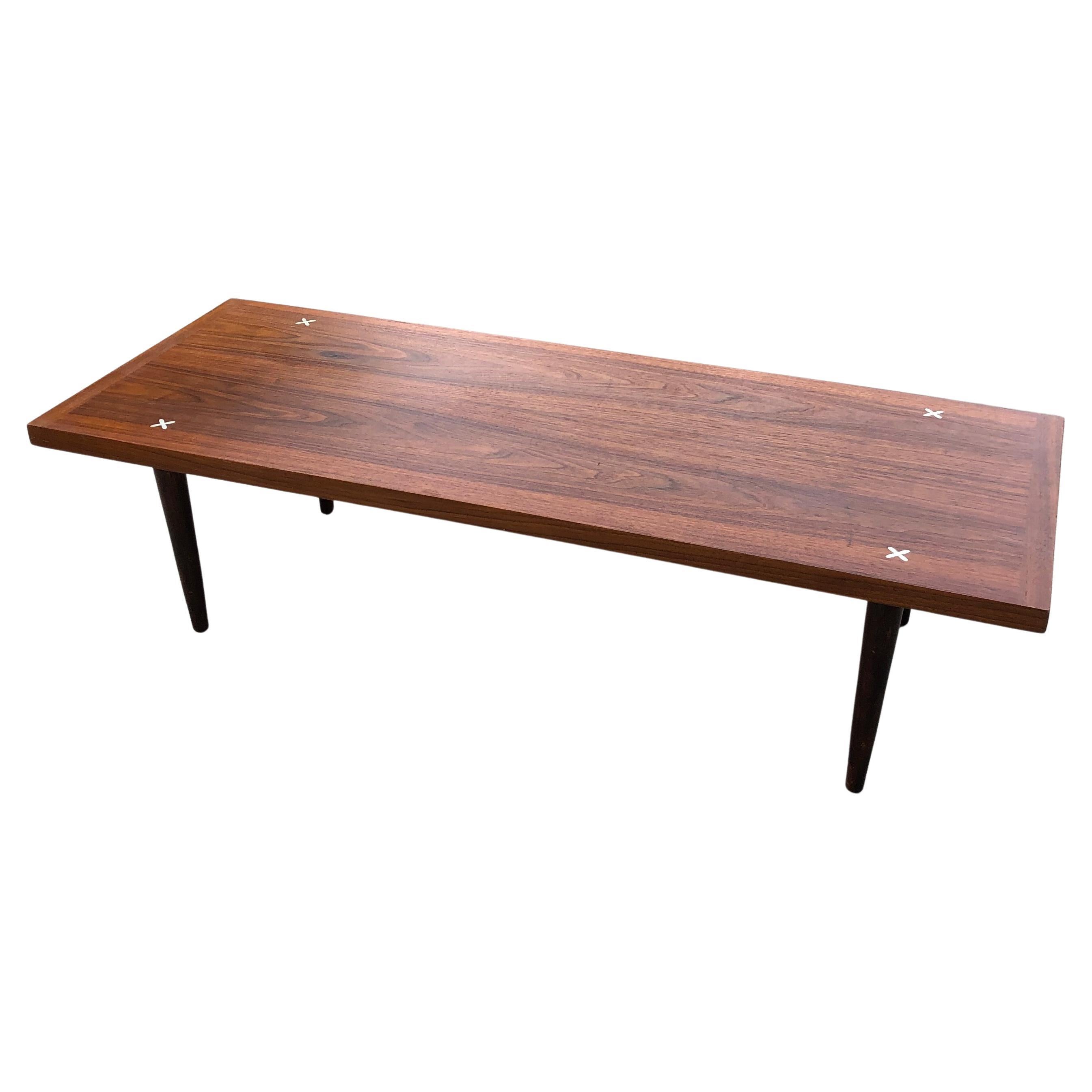 Merton Gershun Mid Century X Inlaid Coffee Table for American of Martinsville 