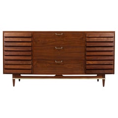 Merton Gershun Walnut Dresser with Brass Accents for American of Martinsville