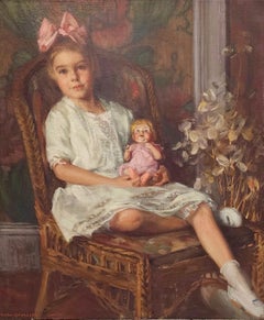Portrait of Bethy at 4, Elizabeth Wallen, Portrait of a little Girl with a Doll