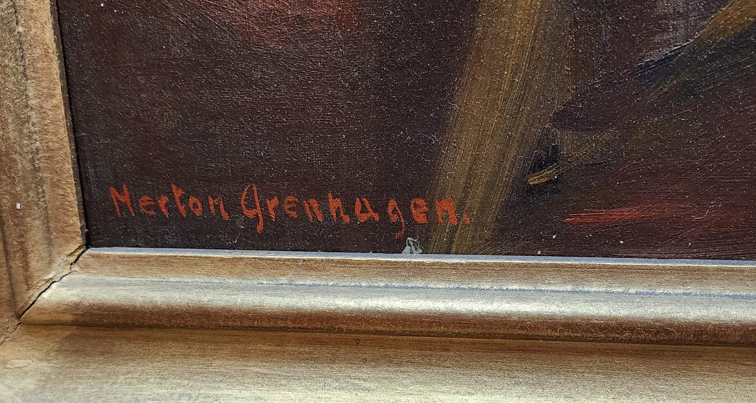 Ritratto di Bethy a 4 anni, Elizabeth Wallen, Ritratto di una bambina con una bambola - Portrait Painting Marrone di Merton Grenhagen