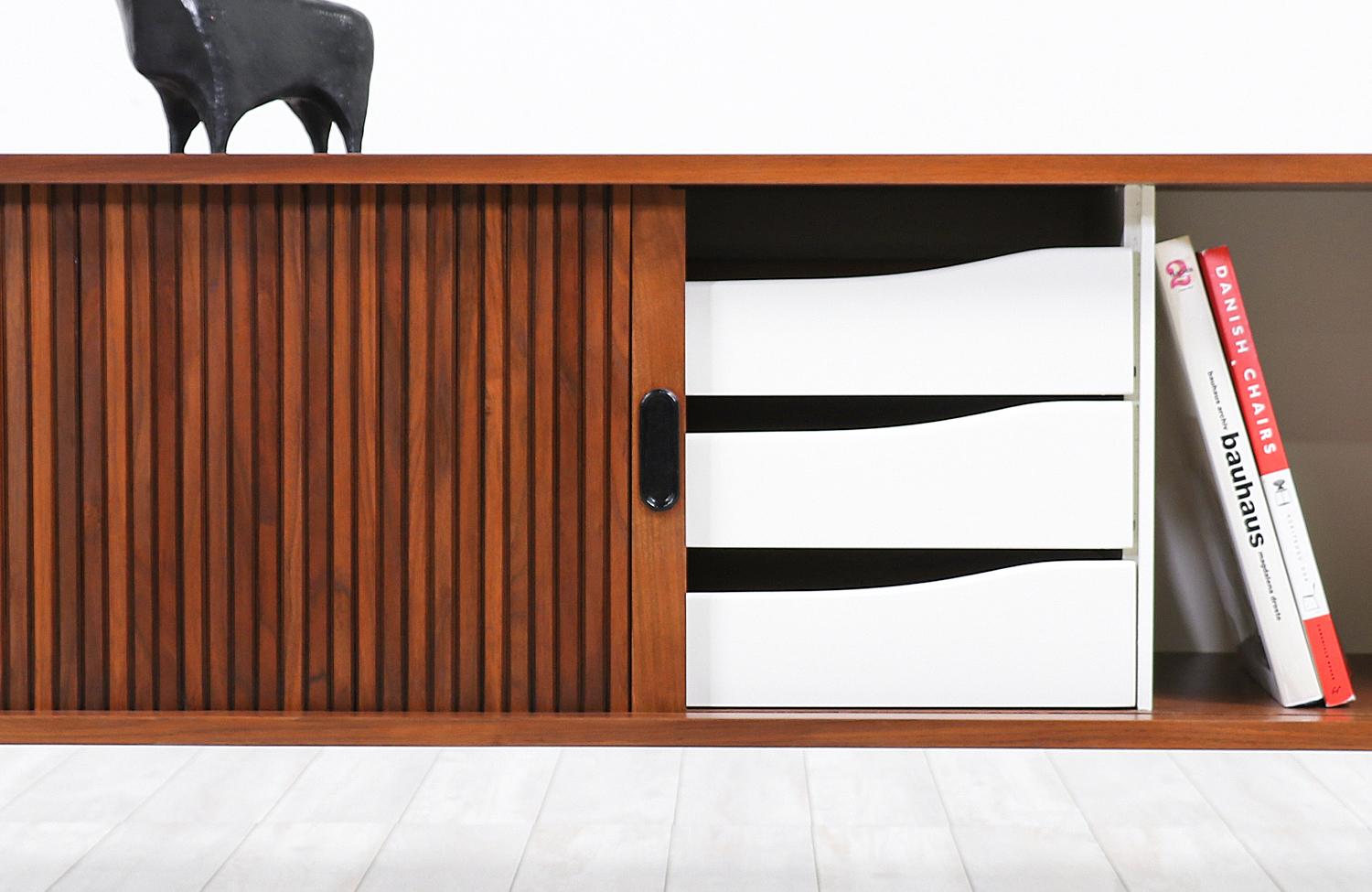 Wood Merton L. Gershun Low Profile Tambour-Door Credenza for Dillingham