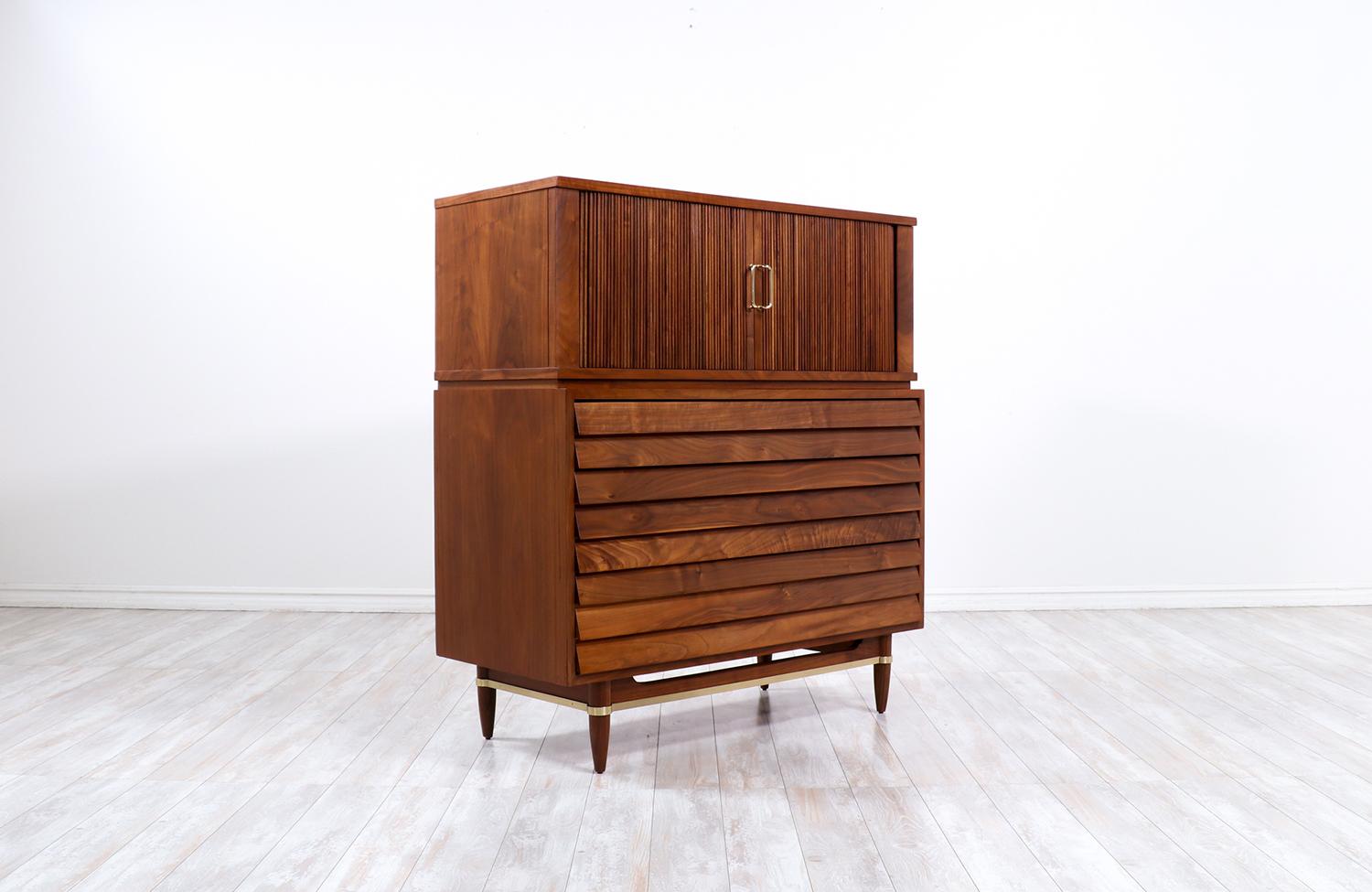 Mid-Century Modern Merton L. Gershun Tambour-Door Chest of Drawers by American of Martinsville