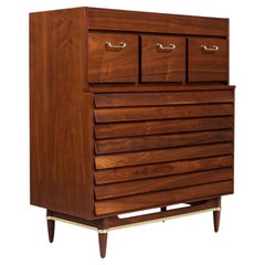 Expertly Restored -Merton L. Gershun Walnut Chest of Drawers with Brass Accents 