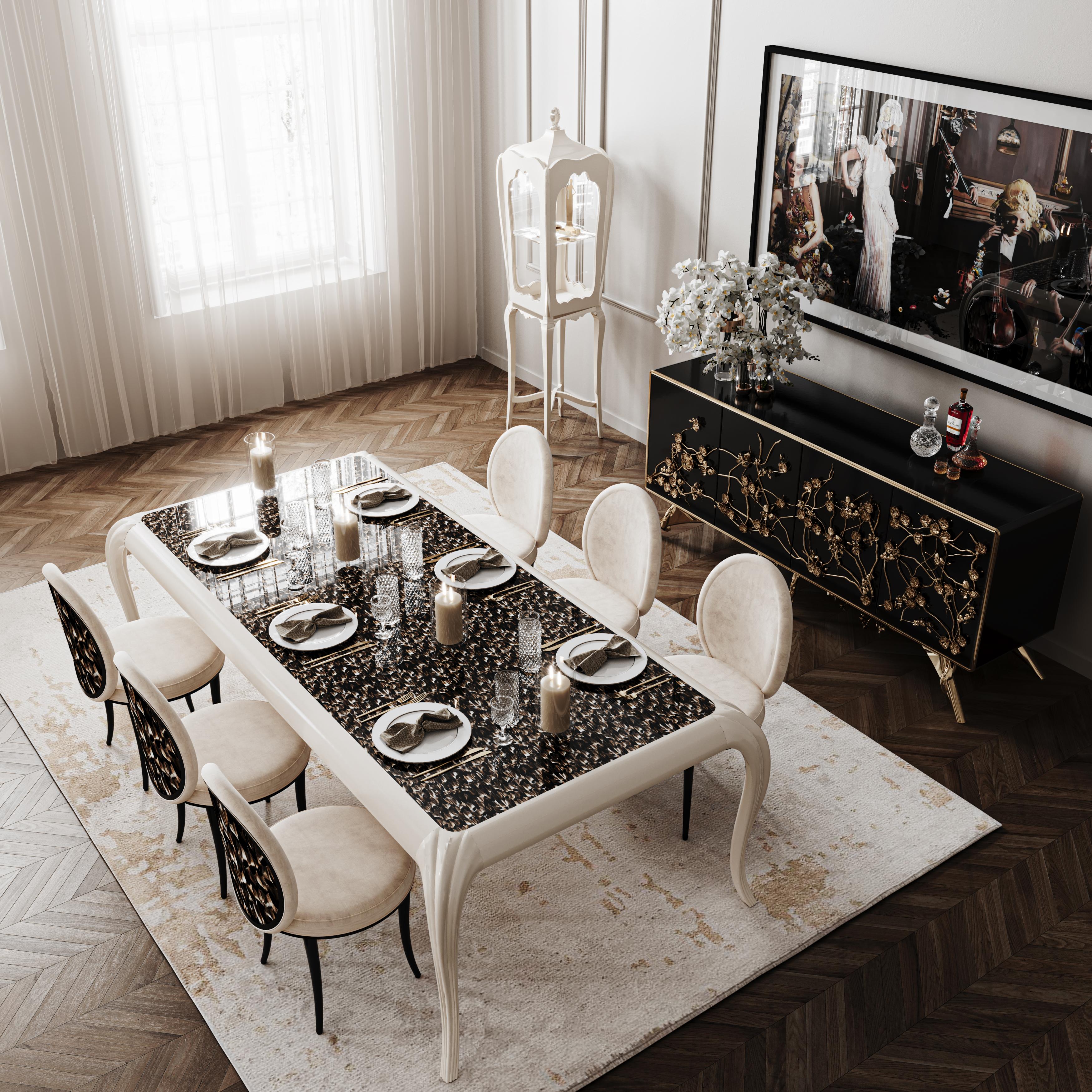 XXIe siècle et contemporain Table de salle à manger Merveille Exotic Feather Top en vente